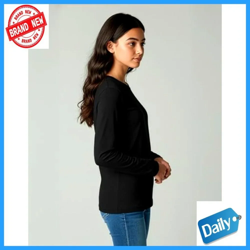 Girls Long Sleeve Cotton Tees 4-Pack Athletic Fit Youth Sizes 6-16